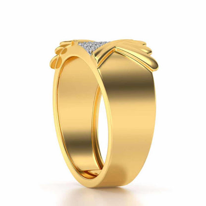 Satin Silver Ring For Men - Yellow Gold - Image 3