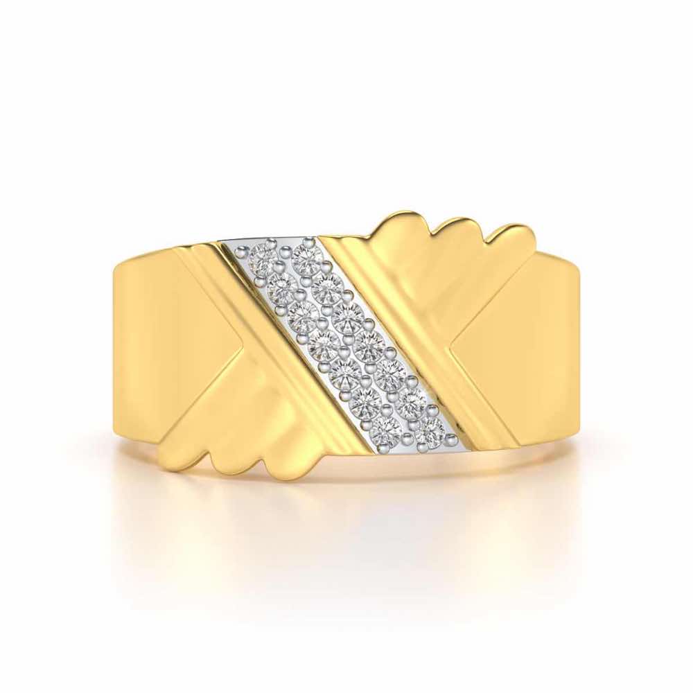 Satin Silver Ring For Men - Yellow Gold - Image 4