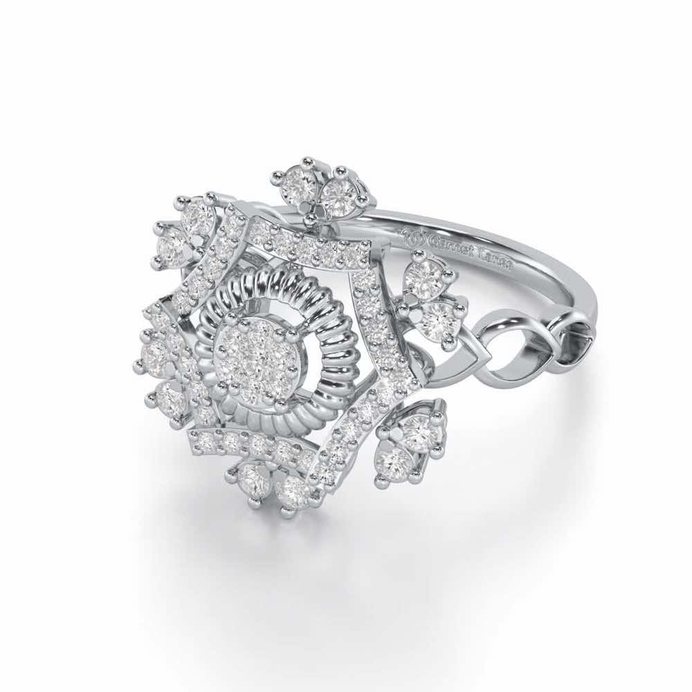 Satin Spark Silver Ring - White Gold - Image 2