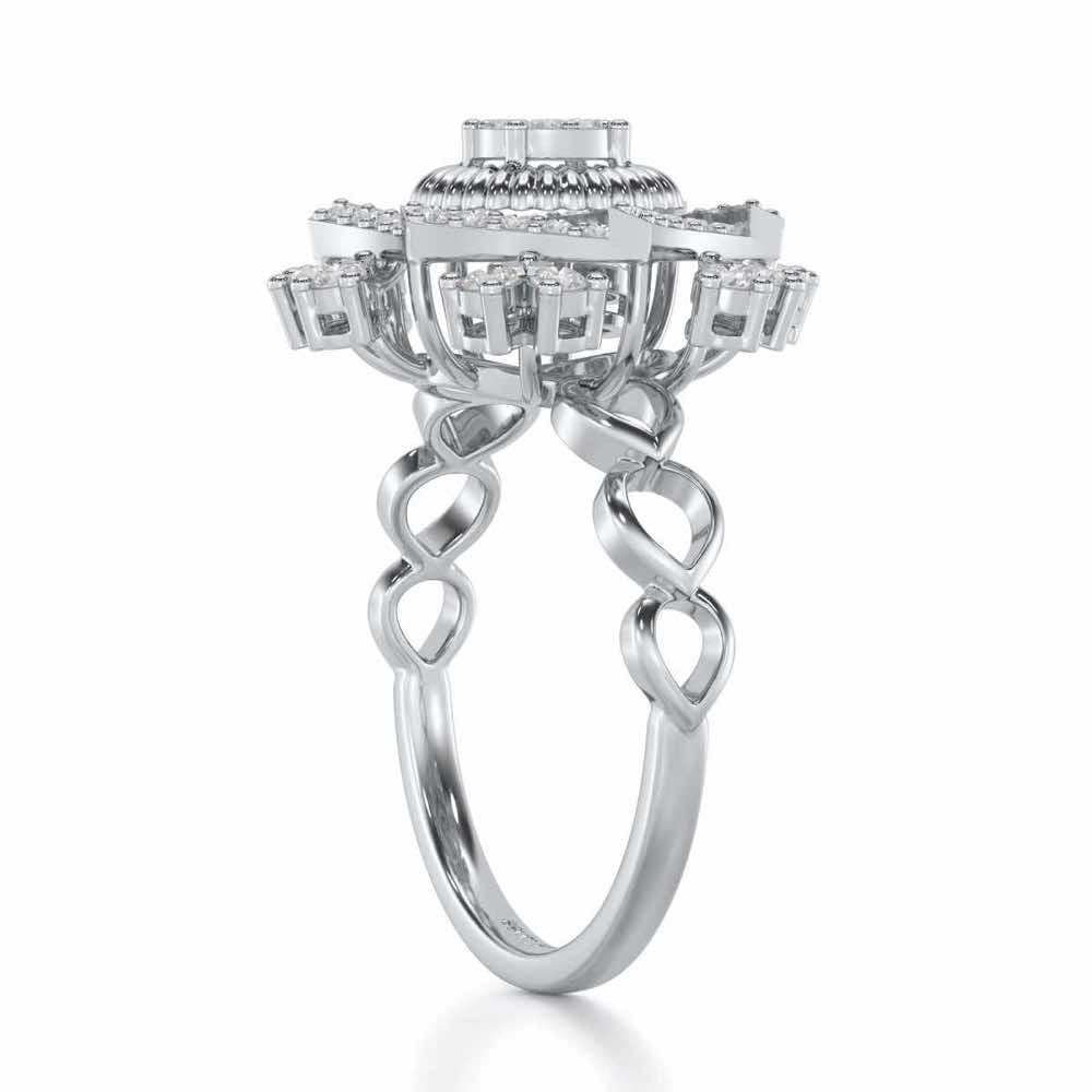 Satin Spark Silver Ring - White Gold - Image 3