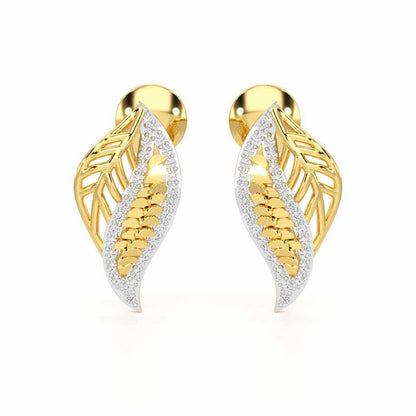 Scaled Leaves Silver Earrings - Yellow Gold - Image 1