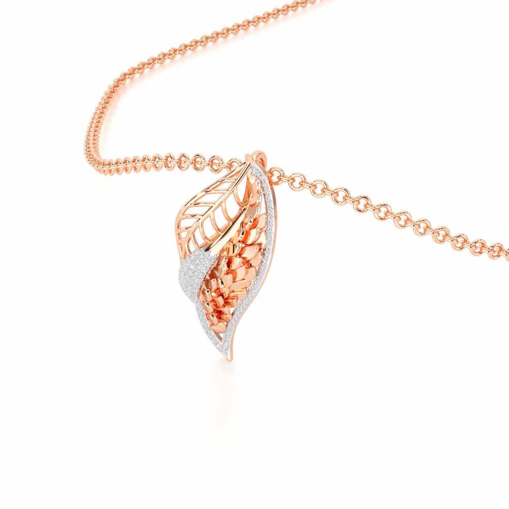 Scaled Leaves Silver Pendant - Rose Gold - Image 2