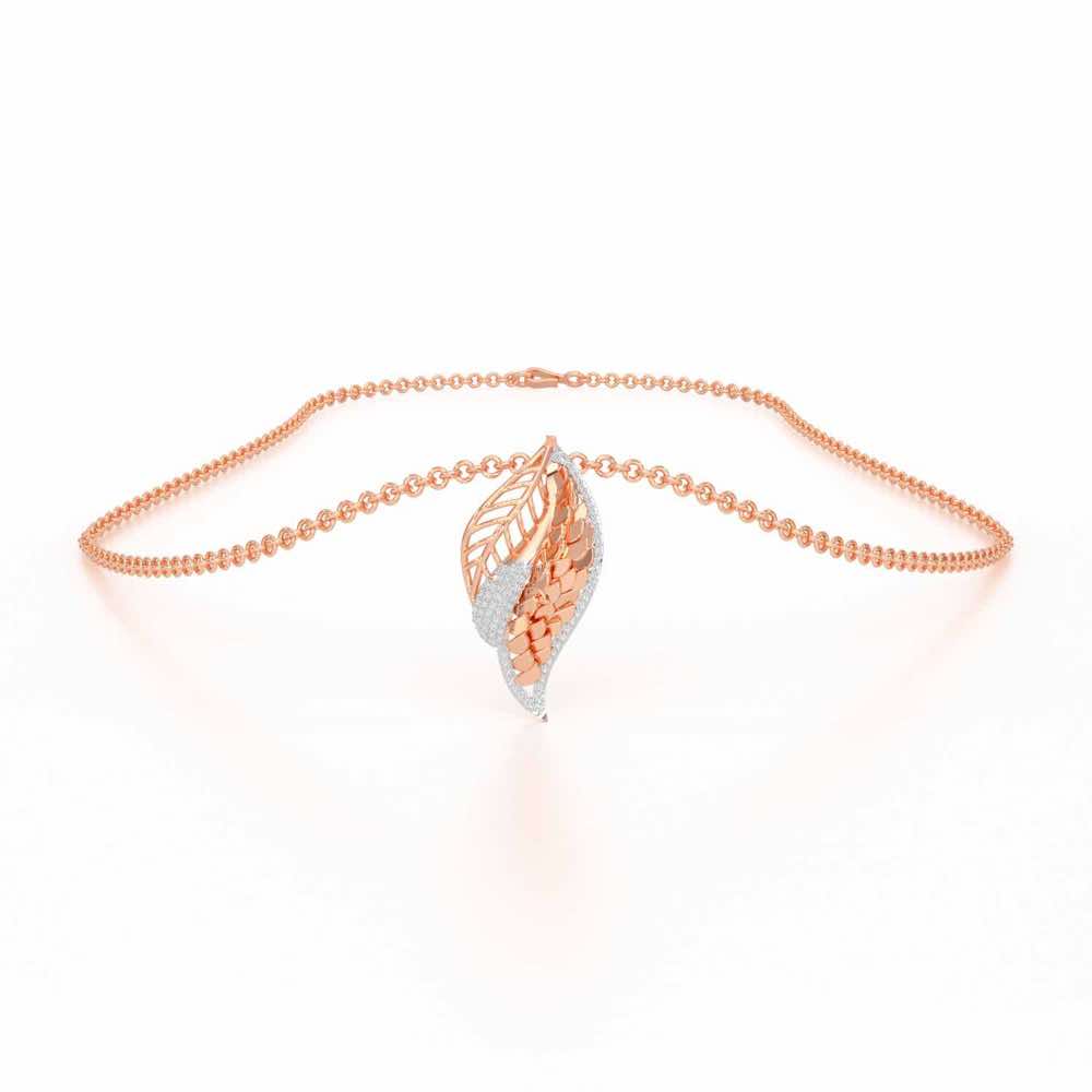Scaled Leaves Silver Pendant - Rose Gold - Image 3
