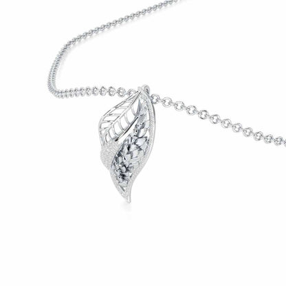 Scaled Leaves Silver Pendant - White Gold - Image 2