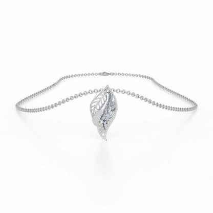 Scaled Leaves Silver Pendant - White Gold - Image 3