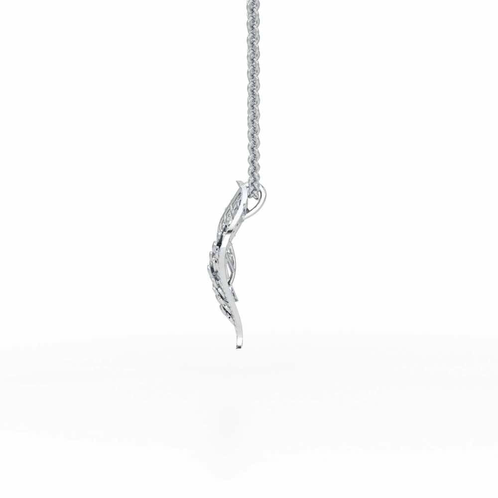 Scaled Leaves Silver Pendant - White Gold - Image 4