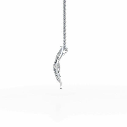 Scaled Leaves Silver Pendant - White Gold - Image 4