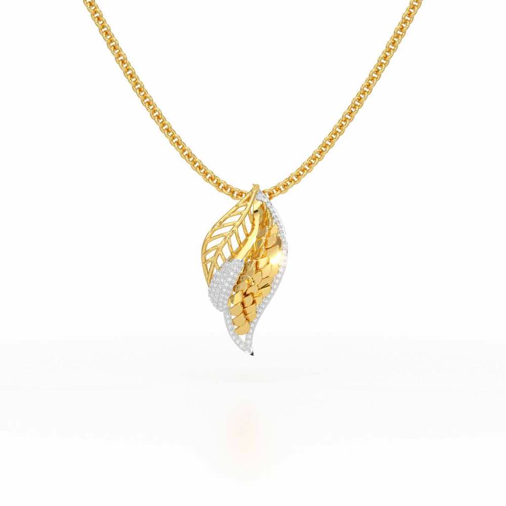 Scaled Leaves Silver Pendant - Yellow Gold - Image 1