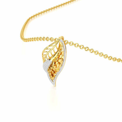 Scaled Leaves Silver Pendant - Yellow Gold - Image 2