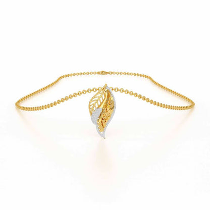 Scaled Leaves Silver Pendant - Yellow Gold - Image 3