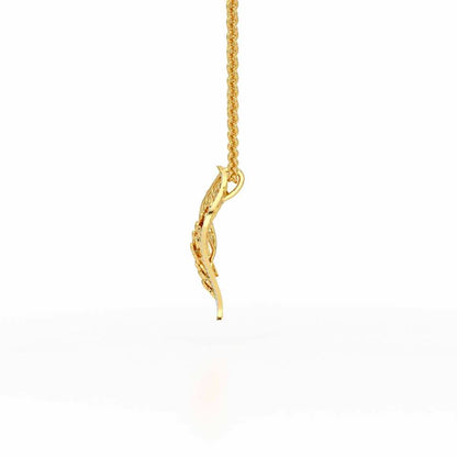 Scaled Leaves Silver Pendant - Yellow Gold - Image 4