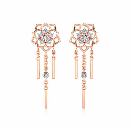Scarlet Lotus Silver Danglers - Rose Gold - Image 1