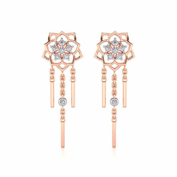 Scarlet Lotus Silver Danglers - Rose Gold - Image 1