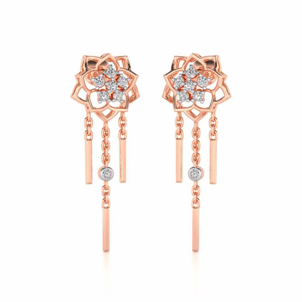 Scarlet Lotus Silver Danglers - Rose Gold - Image 2