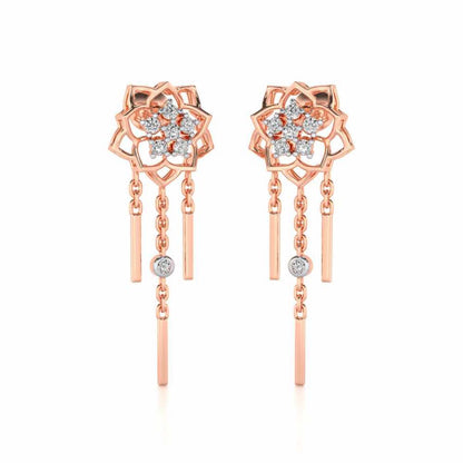 Scarlet Lotus Silver Danglers - Rose Gold - Image 2