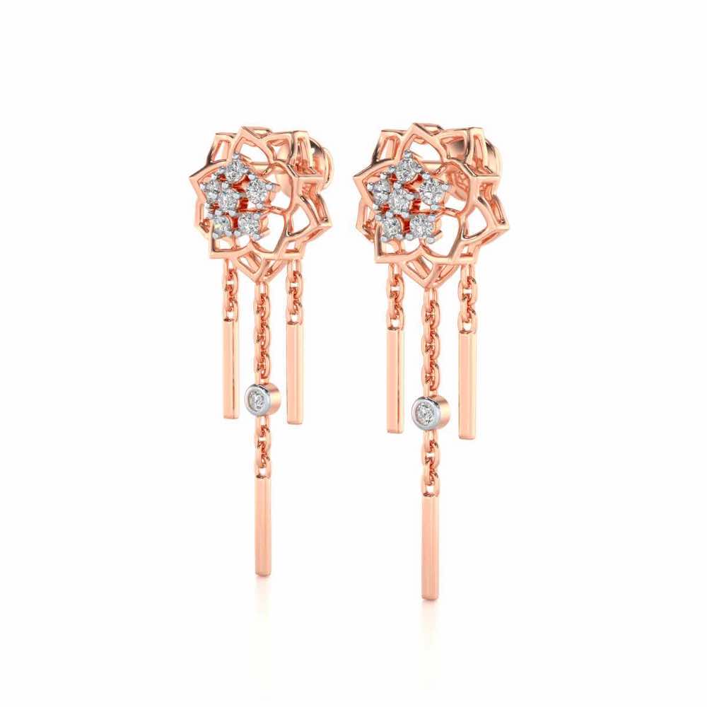 Scarlet Lotus Silver Danglers - Rose Gold - Image 3