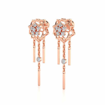 Scarlet Lotus Silver Danglers - Rose Gold - Image 3