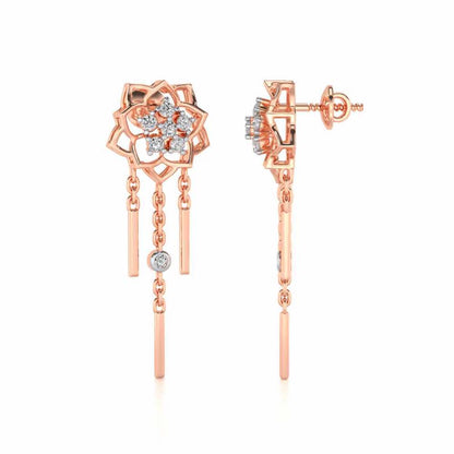 Scarlet Lotus Silver Danglers - Rose Gold - Image 4