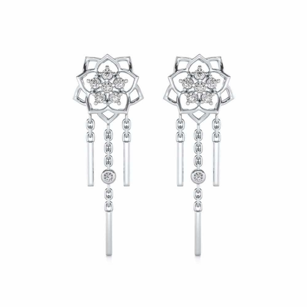 Scarlet Lotus Silver Danglers - White Gold - Image 1