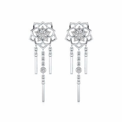 Scarlet Lotus Silver Danglers - White Gold - Image 1