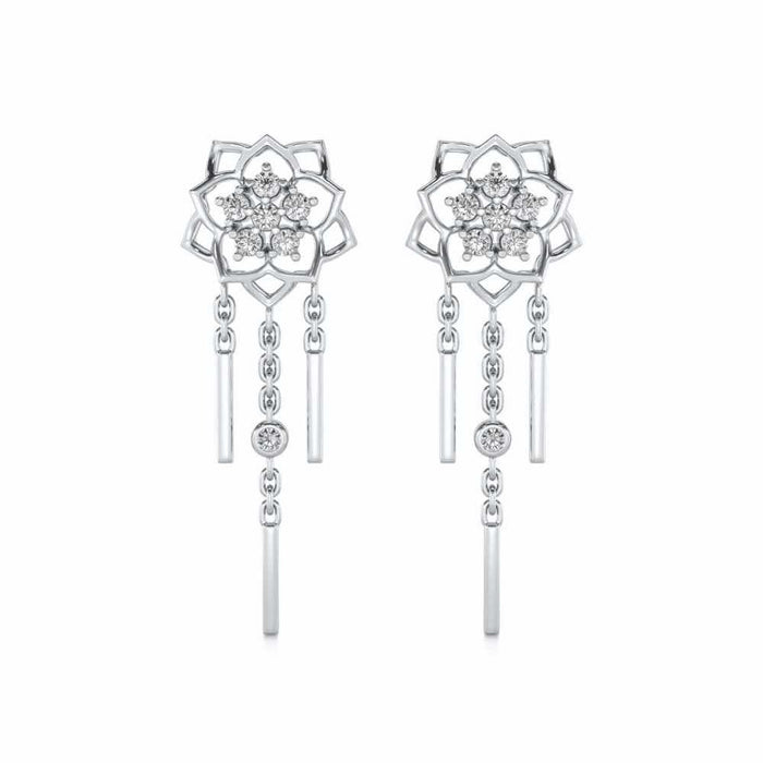 Scarlet Lotus Silver Danglers - White Gold - Image 1