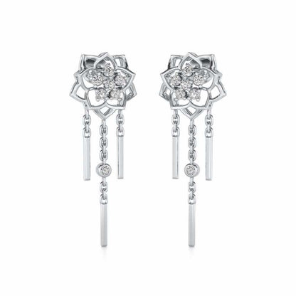 Scarlet Lotus Silver Danglers - White Gold - Image 2