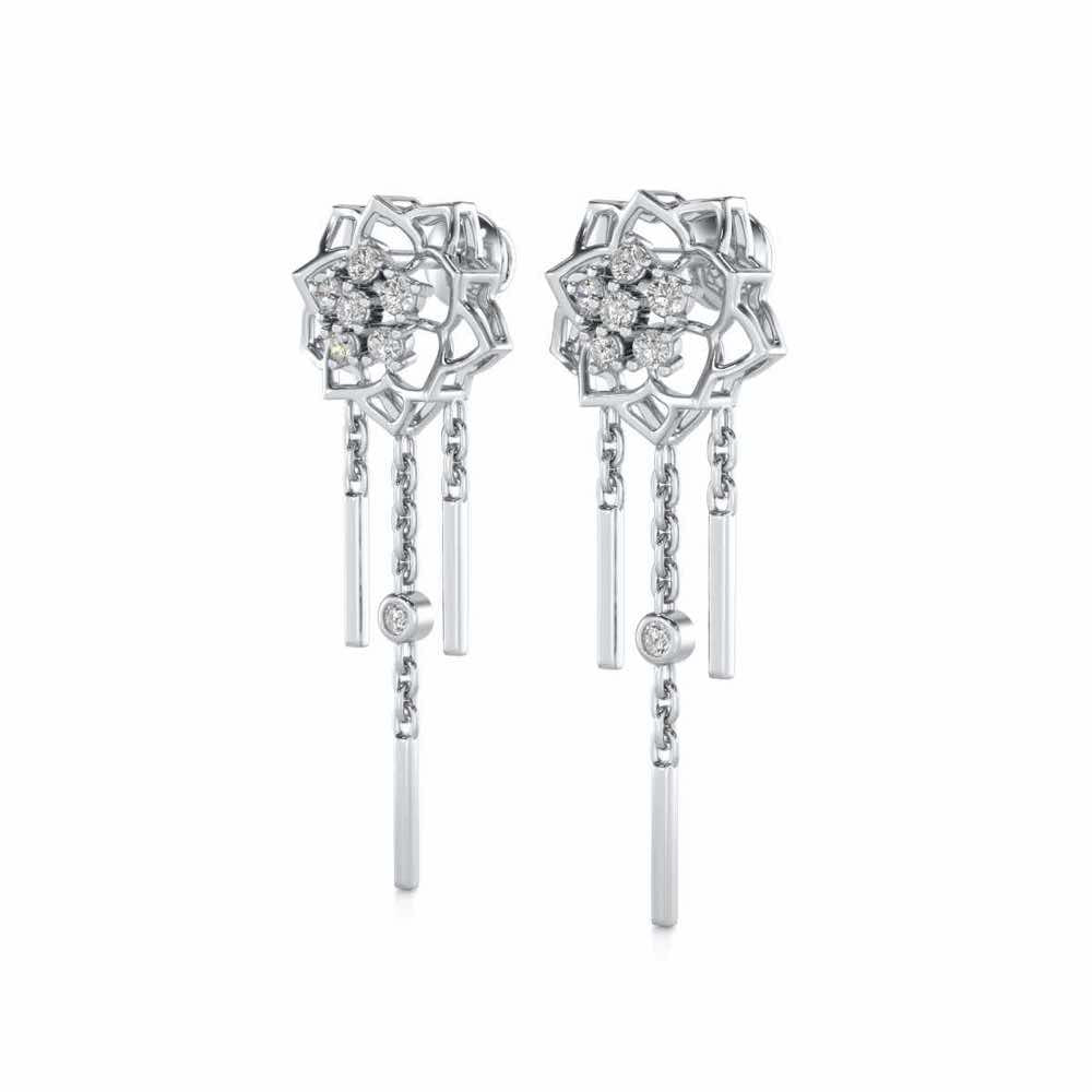 Scarlet Lotus Silver Danglers - White Gold - Image 3