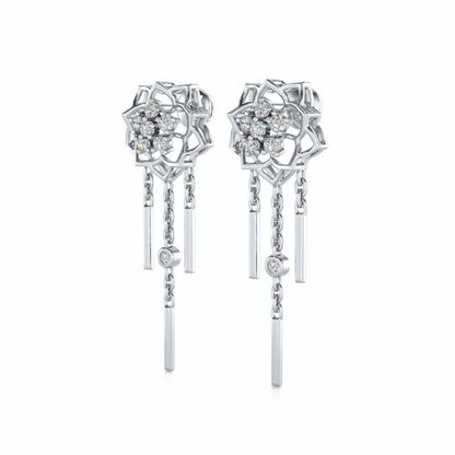 Scarlet Lotus Silver Danglers - White Gold - Image 3