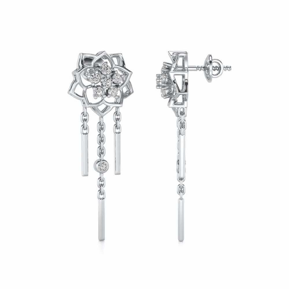 Scarlet Lotus Silver Danglers - White Gold - Image 4