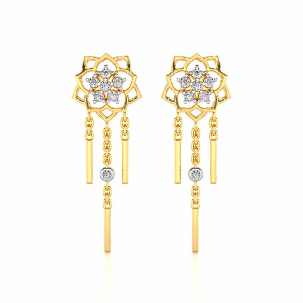 Scarlet Lotus Silver Danglers - Yellow Gold - Image 1