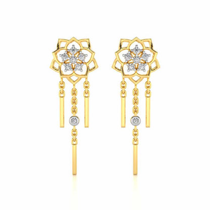 Scarlet Lotus Silver Danglers - Yellow Gold - Image 1