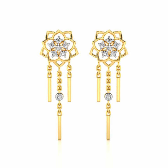 Scarlet Lotus Silver Danglers - Yellow Gold - Image 1