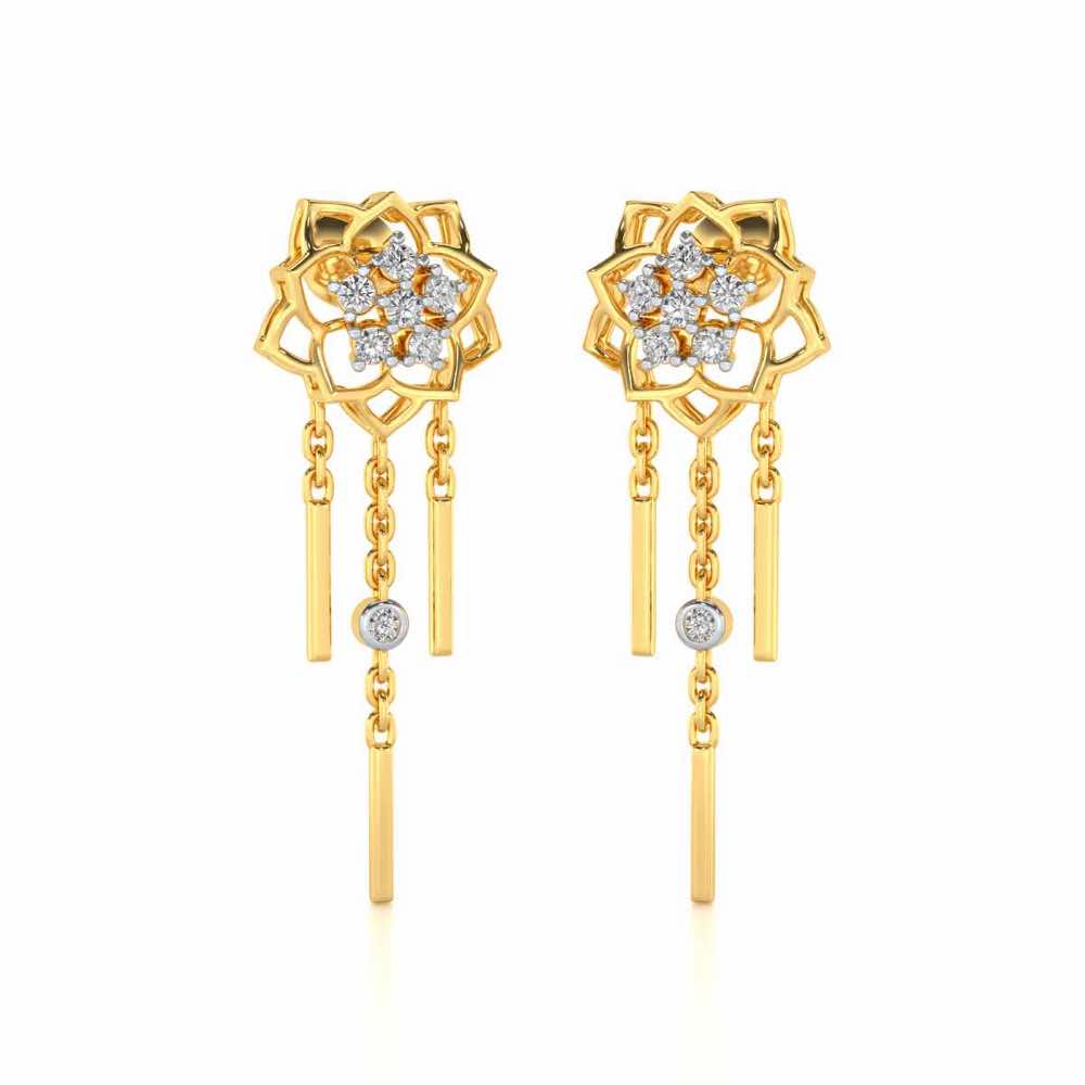 Scarlet Lotus Silver Danglers - Yellow Gold - Image 2