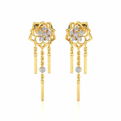 Scarlet Lotus Silver Danglers - Yellow Gold - Image 2