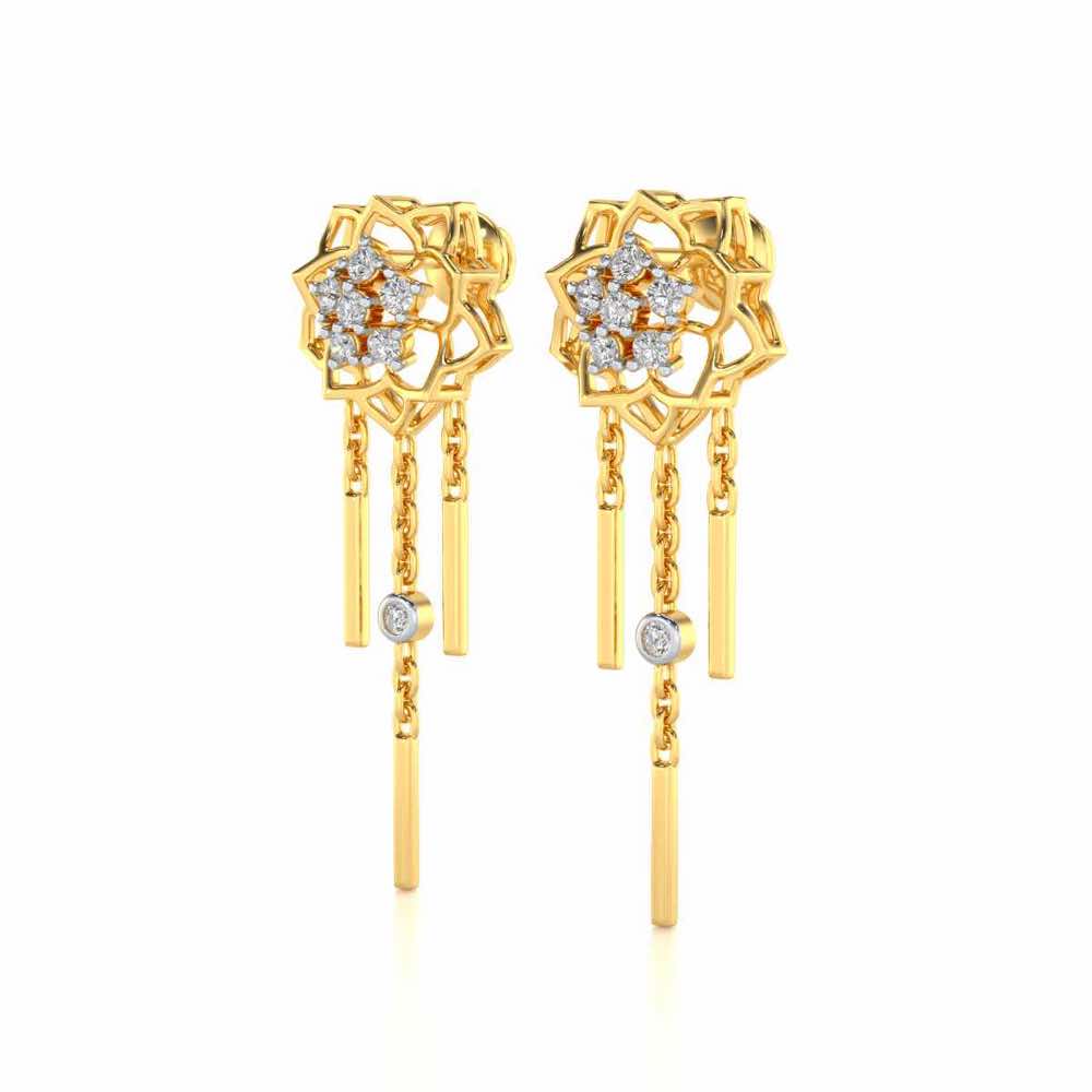 Scarlet Lotus Silver Danglers - Yellow Gold - Image 3