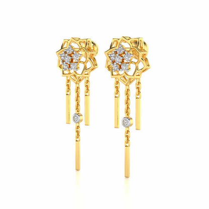 Scarlet Lotus Silver Danglers - Yellow Gold - Image 3