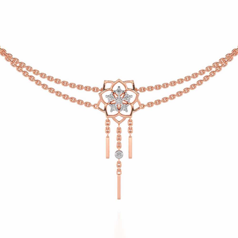 Scarlet Lotus Silver Necklace - Rose Gold - Image 1