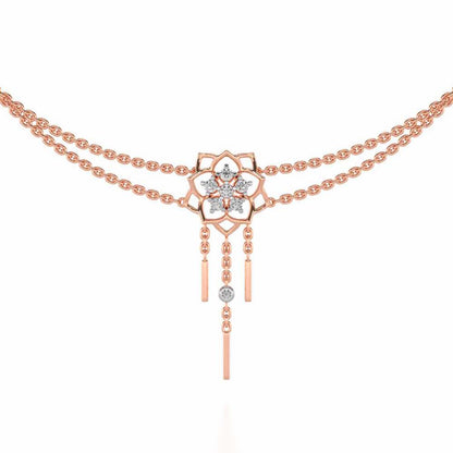 Scarlet Lotus Silver Necklace - Rose Gold - Image 1
