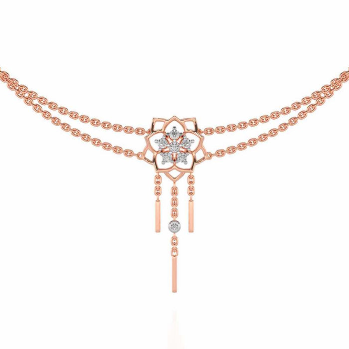Scarlet Lotus Silver Necklace - Rose Gold - Image 1