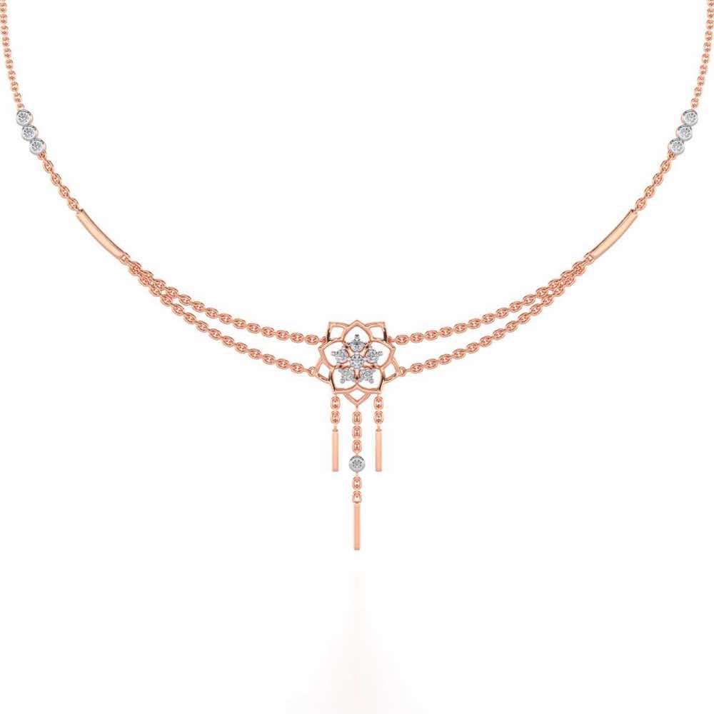 Scarlet Lotus Silver Necklace - Rose Gold - Image 2