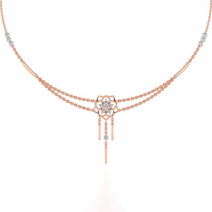 Scarlet Lotus Silver Necklace - Rose Gold - Image 2