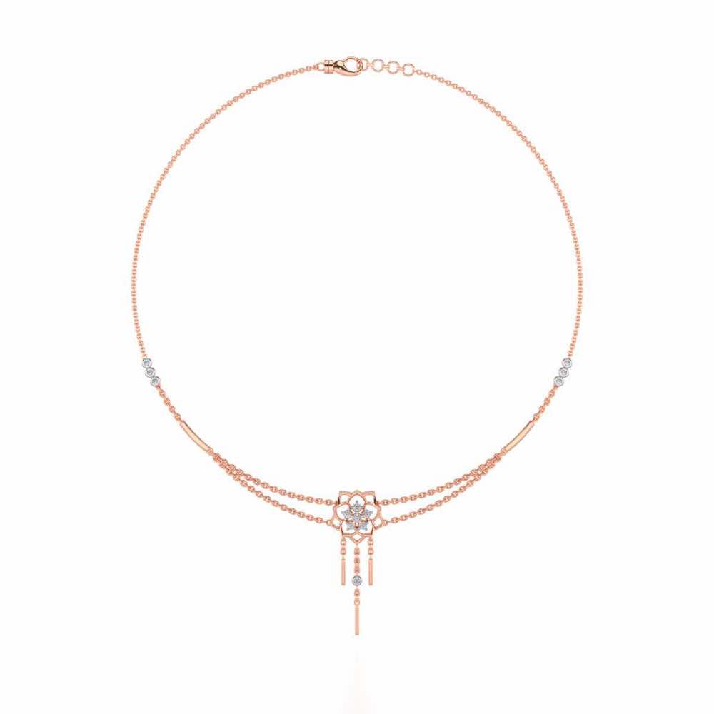 Scarlet Lotus Silver Necklace - Rose Gold - Image 3