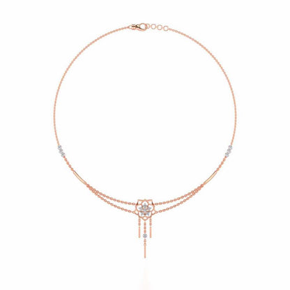 Scarlet Lotus Silver Necklace - Rose Gold - Image 3