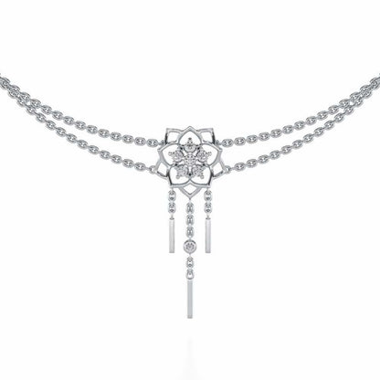 Scarlet Lotus Silver Necklace - White Gold - Image 1