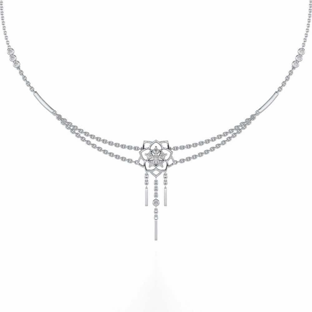 Scarlet Lotus Silver Necklace - White Gold - Image 2
