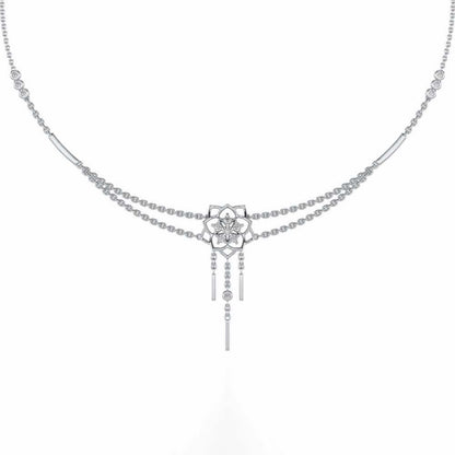 Scarlet Lotus Silver Necklace - White Gold - Image 2