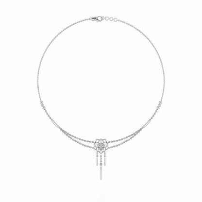 Scarlet Lotus Silver Necklace - White Gold - Image 3