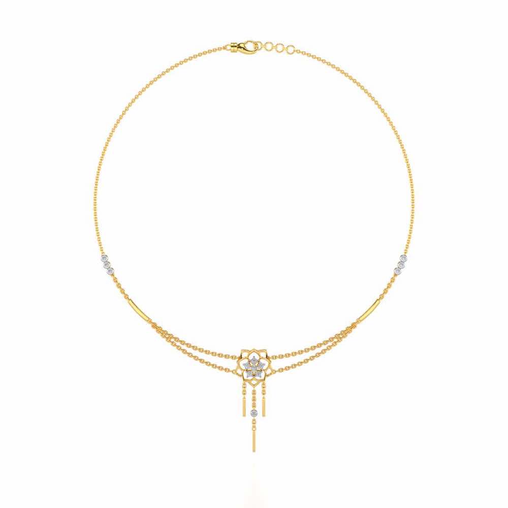 Scarlet Lotus Silver Necklace - Yellow Gold - Image 3