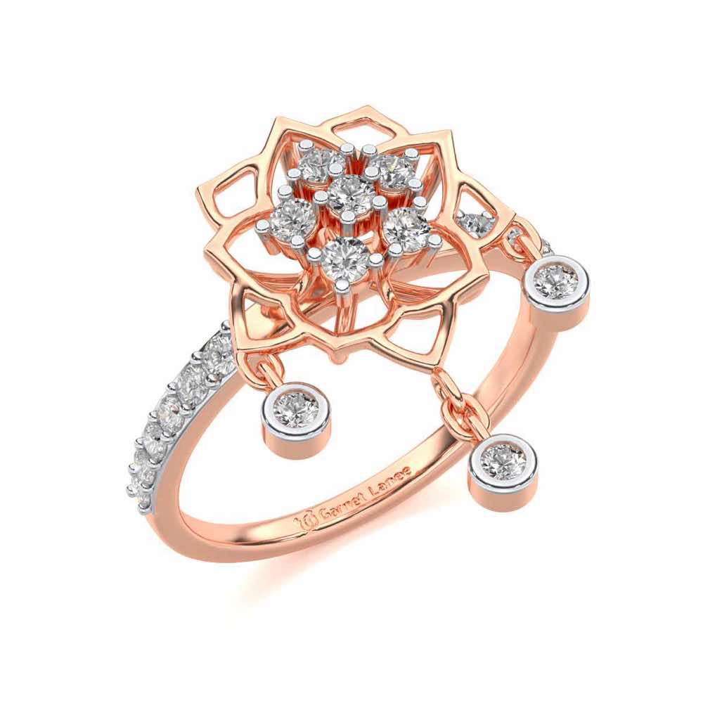 Scarlet Lotus Silver Ring - Rose Gold - Image 1