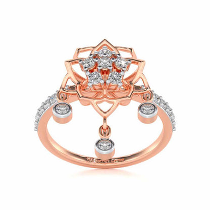 Scarlet Lotus Silver Ring - Rose Gold - Image 2